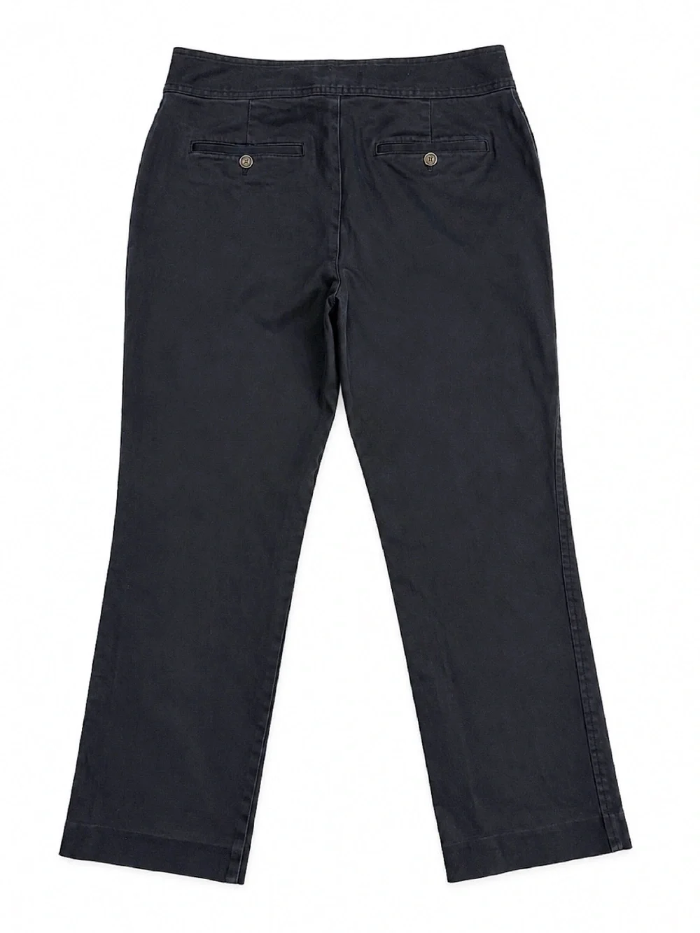 Lauren Ralph Lauren Black Cropped Pants Size 10 Belted Stretch Cotton Preppy
